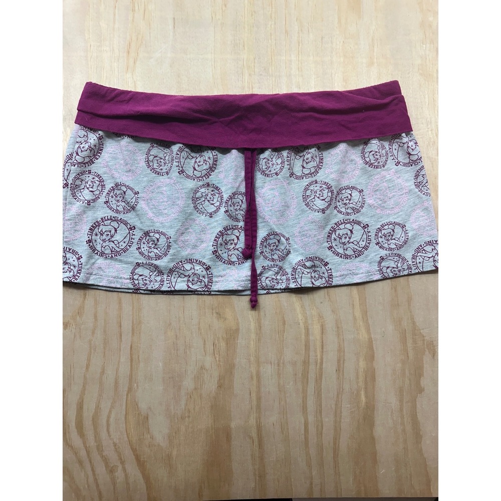 Disney Tinker Bell Mini Skirt‎ Womens Large Gray Pink Brains and Beauty Knit L
